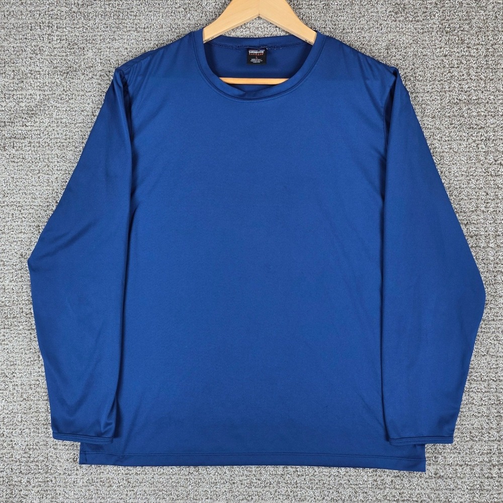 Vintage Patagonia Capilene Base Layer Mens Large Blue Long Sleeve Shirt Made USA